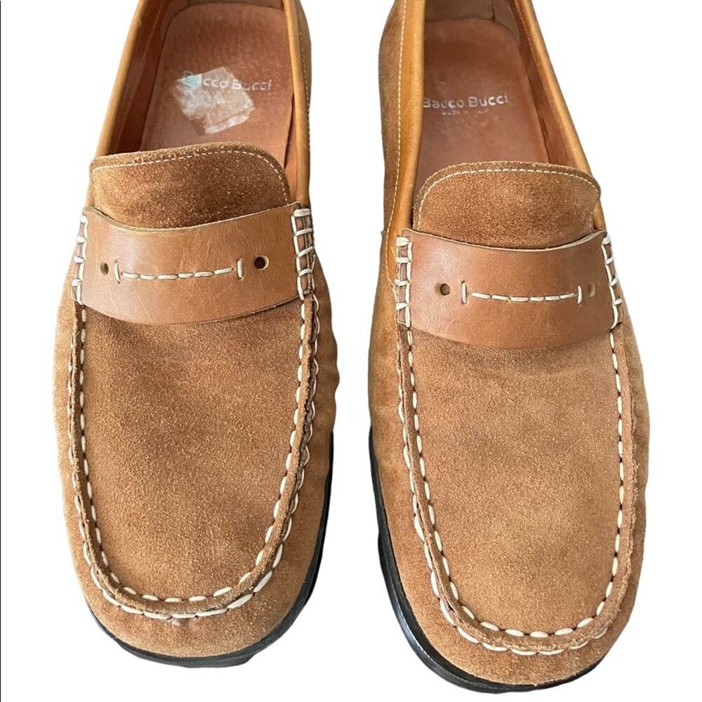 Bacco Bucci "Portland" Brown Suede Leather Loafer Slip on Driving Shoes Size 10